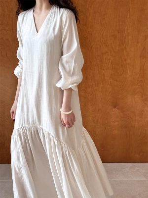 French Design Fishtail Dress: Loose, Elegant Long Dress for Spring