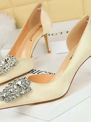 Rhinestone Kitten Pointed High Heels