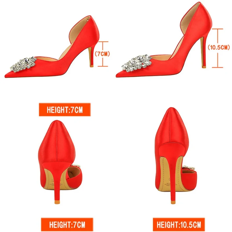 Rhinestone Kitten Pointed High Heels - Image 6
