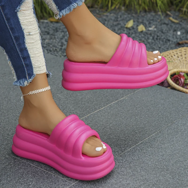 Thick Bottom Wedge Chunky Platform Slippers - Image 8