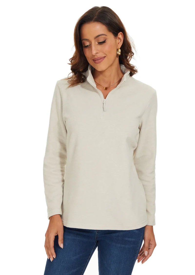 Lightweight Fleece Quarter Zip Warm Sweatshirt - Image 5