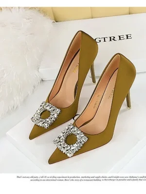 Rhinestone Silks Satins High Heels