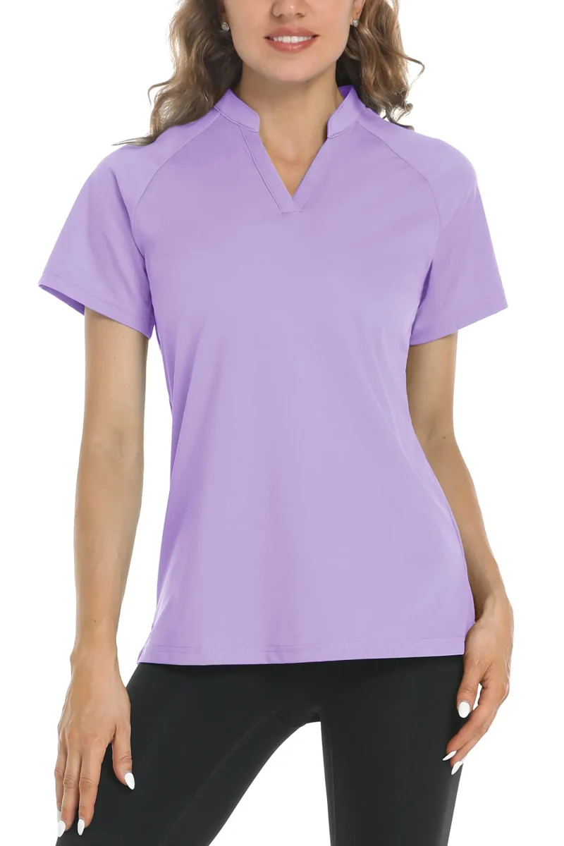 UPF 50+ V-neck Short Sleeve Golf Polos Shirts - Image 4