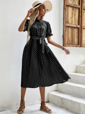 Chiffon Polka Dot Midi Dresse