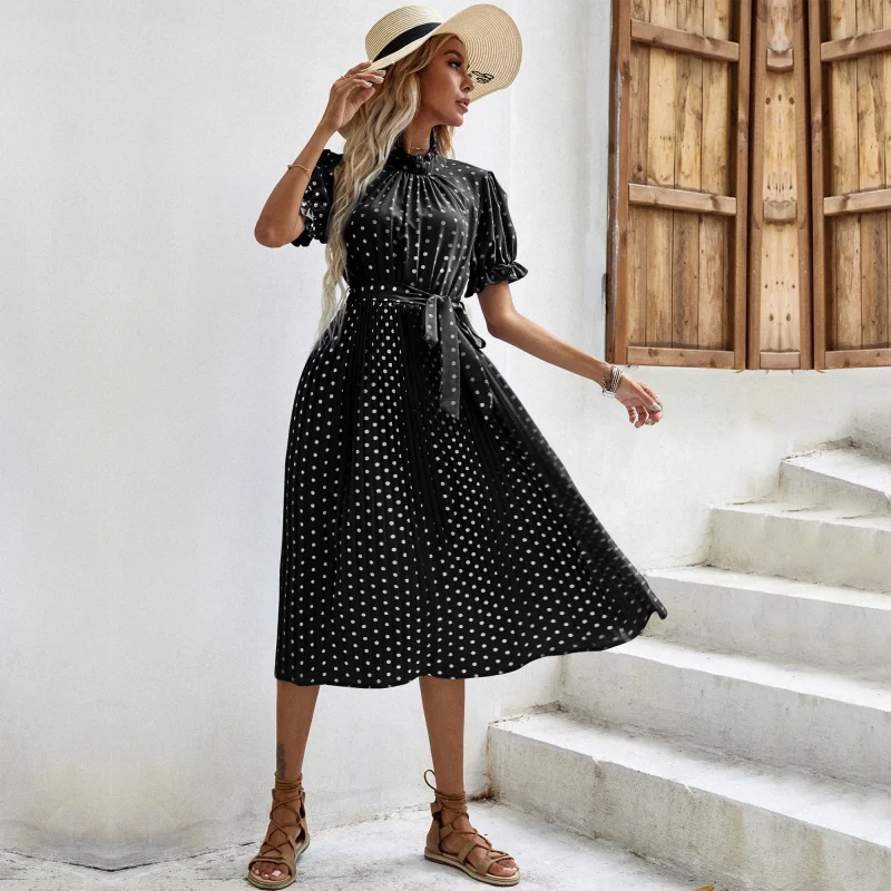 Chiffon Polka Dot Midi Dresse