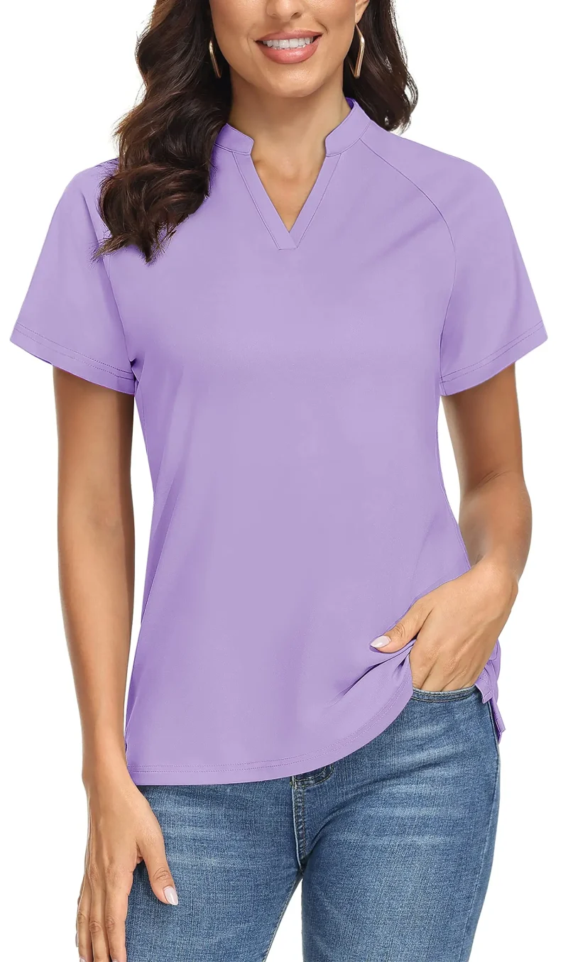 UPF 50+ V-neck Short Sleeve Golf Polos Shirts - Image 3
