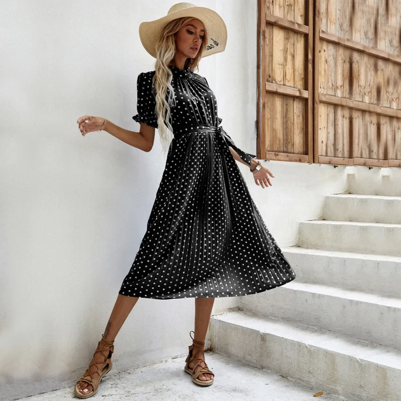 Chiffon Polka Dot Midi Dresse - Image 6