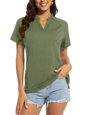 50+ V-neck Short Pullover Tops