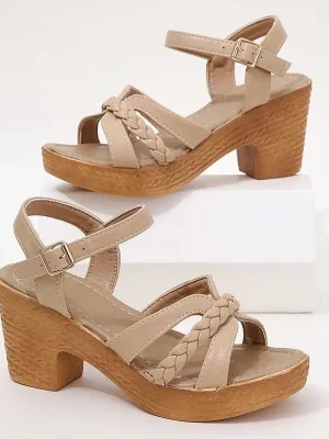 Rimocy Roman Weaving Thick Heel Sandals