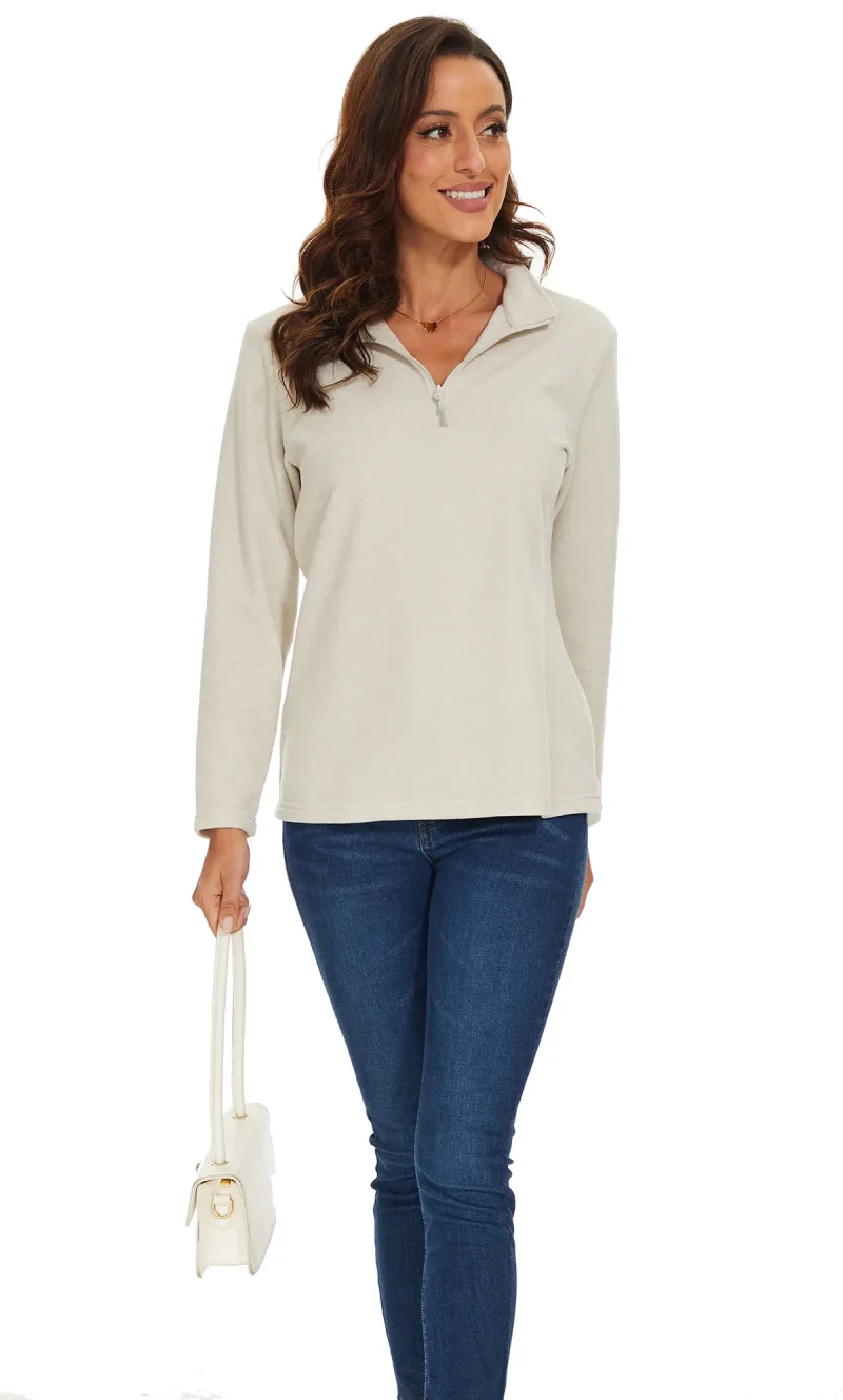 Lightweight Fleece Quarter Zip Warm Sweatshirt - Image 4