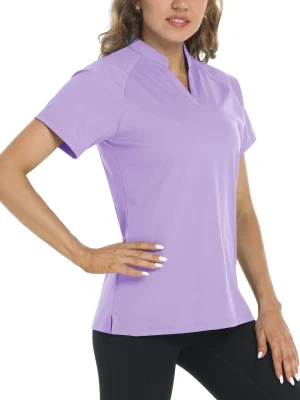 UPF 50+ V-neck Short Sleeve Golf Polos Shirts