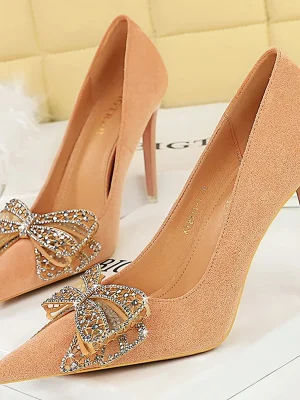 Eco Luxury Elegant Rhinestone Bowknot High Heels