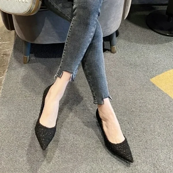 Tweed Cloth Pointed Toe Pumps - Image 6