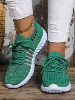 Lace-Up Platform Running Mesh Breathable Sneakers