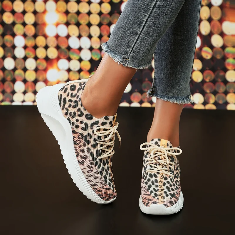 Leopard knitted flats sneakers - Image 2