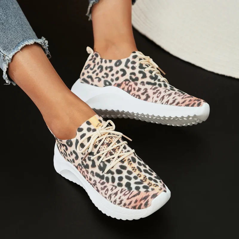 Leopard knitted flats sneakers - Image 3