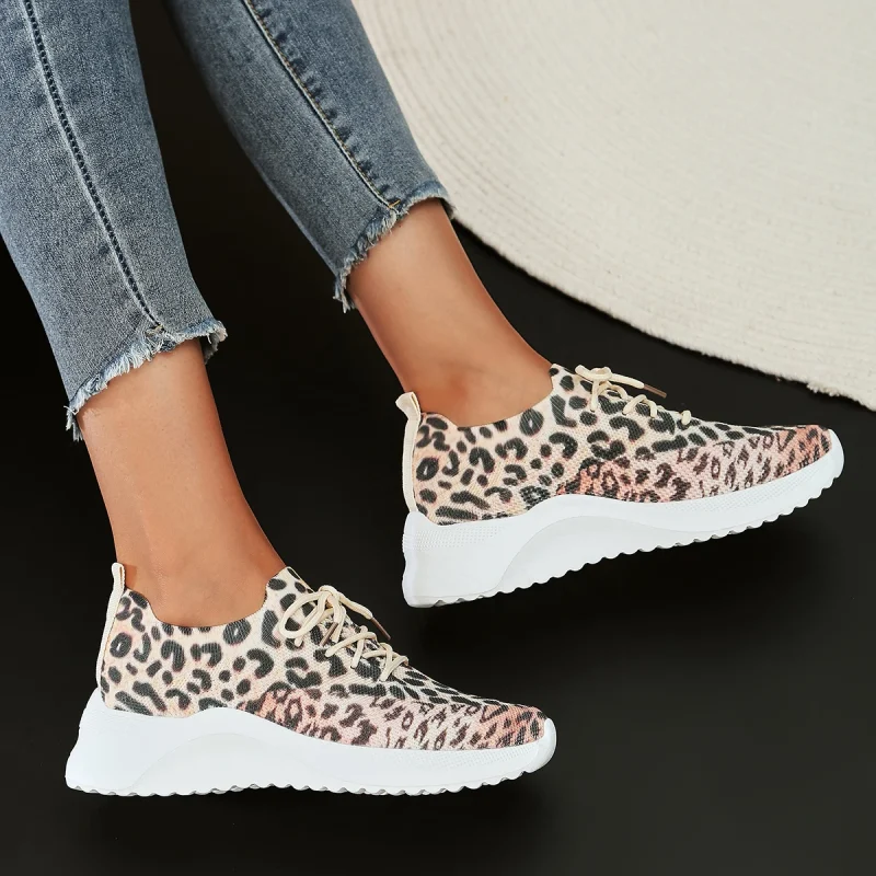 Leopard knitted flats sneakers - Image 4