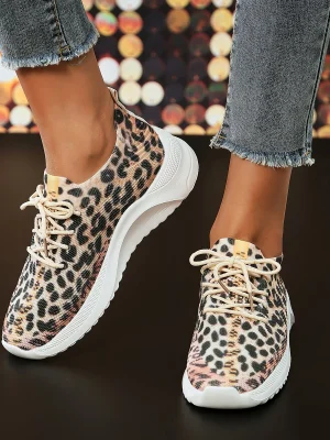 Leopard knitted flats sneakers