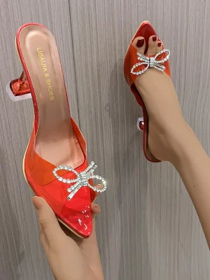 Eco-Friendly Transparent PVC Crystal Bowknot High Heels