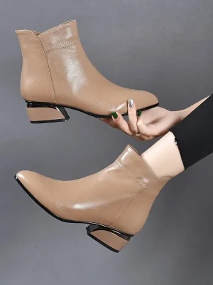 Eco-Friendly Designer Zipper Pointy Ankle Boots