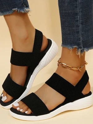 Eco-Friendly Elastic Band Buckle Plus Size Sandals