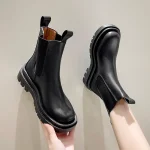 Eco-Friendly Black PU Leather Platform Chelsea Boots - Image 2