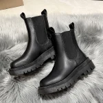 Eco-Friendly Black PU Leather Platform Chelsea Boots - Image 3
