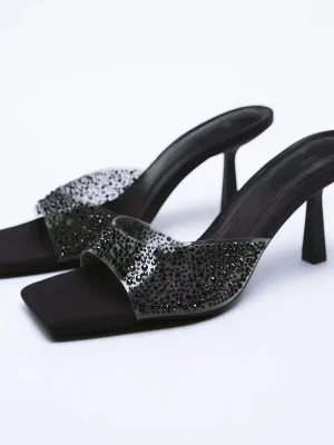 Black Transparent Heeled Sandals