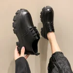 Eco-Friendly Black Platform Oxford Lace-Up Loafers - Image 4