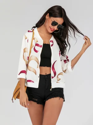 Retro Long Print Zipper Coat