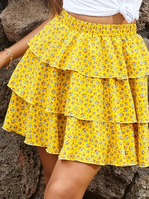 Eco Yellow Floral Print Skirt