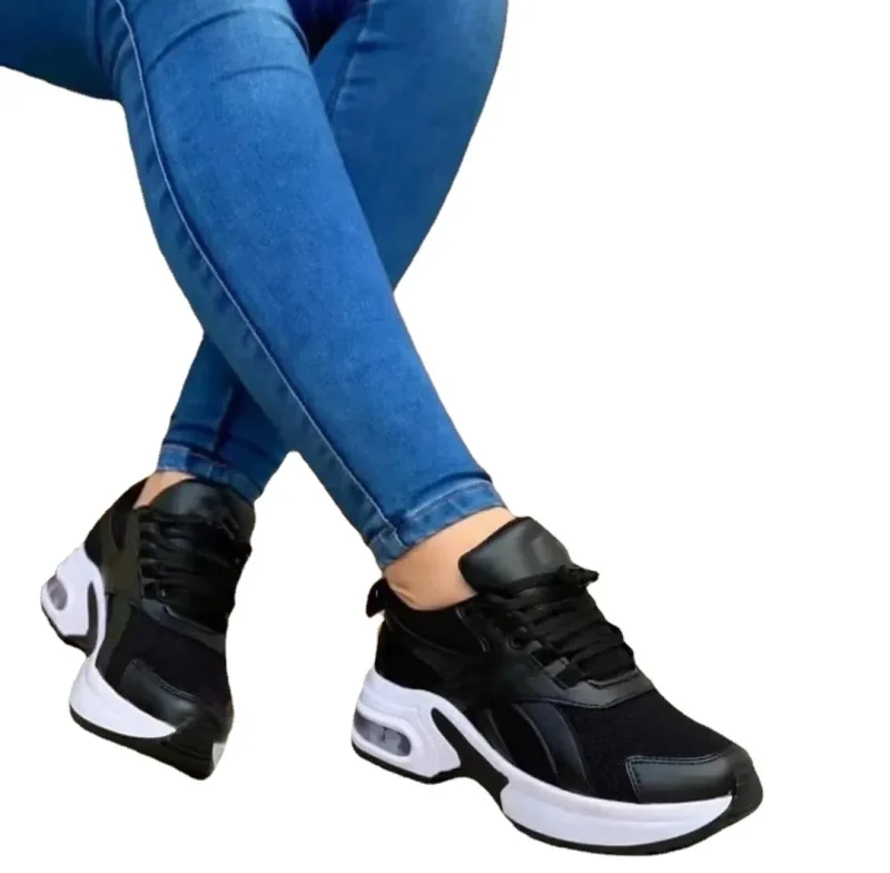 Lace Up Wedge Platform Sneakers - Image 5