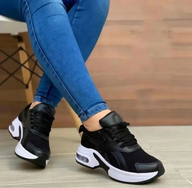 Lace Up Wedge Platform Sneakers - Image 6