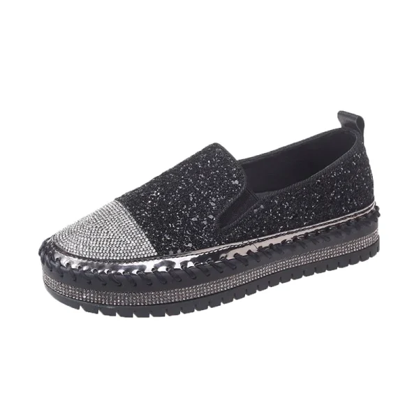 Rhinestone Bling Sewing Platform Loafers - Image 3