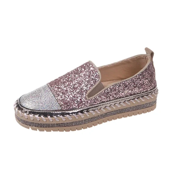 Rhinestone Bling Sewing Platform Loafers - Image 4