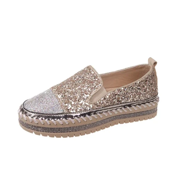 Rhinestone Bling Sewing Platform Loafers - Image 6