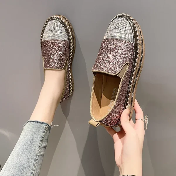 Rhinestone Bling Sewing Platform Loafers