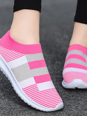 Mixed Color Knit Breathable Sneakers