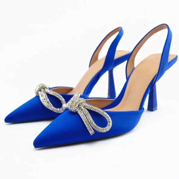 Bow Rhinestone Pointed Toe Pumps - Image 5