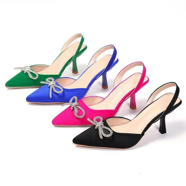 Bow Rhinestone Pointed Toe Pumps