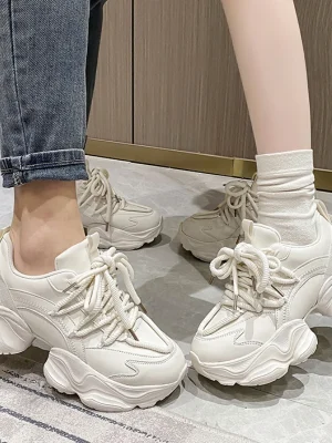 Eco-Friendly High Platform Lace-Up Sneakers