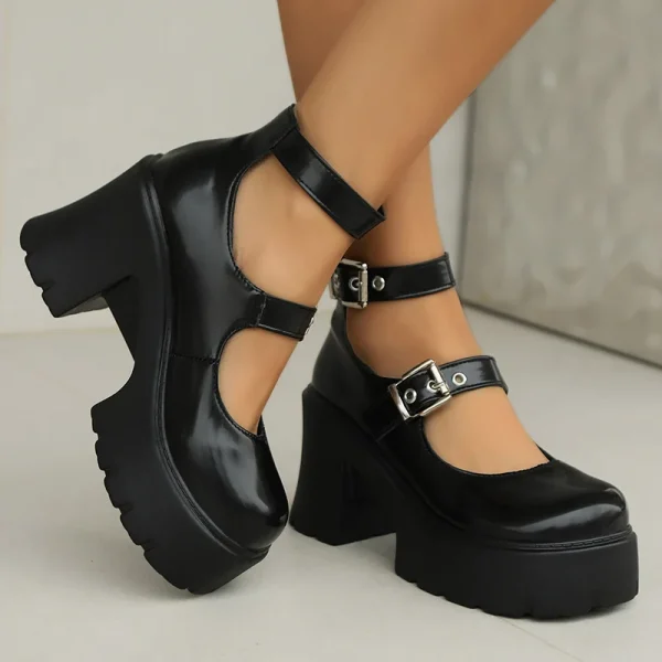 Punk Chunky High Heels Pumps - Image 2