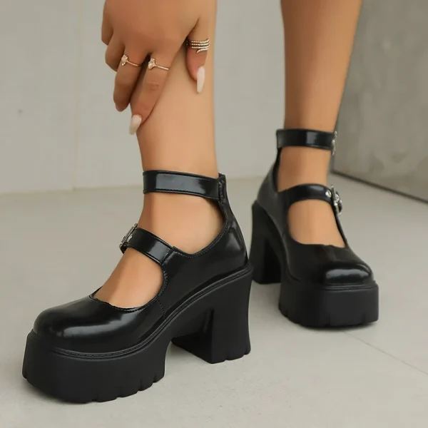 Punk Chunky High Heels Pumps - Image 3