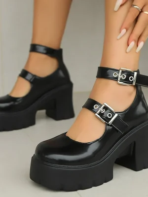 Punk Chunky High Heels Pumps