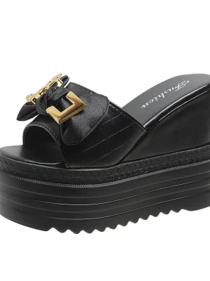 Eco-Friendly High-Heeled Platform Wedge Slides