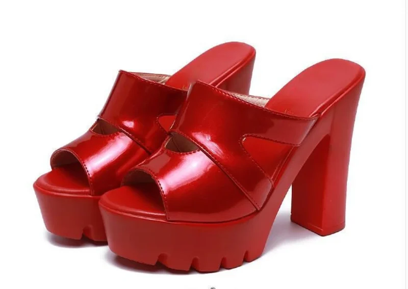 Eco-Friendly Red Waterproof Platform Heeled Sandals - Image 6