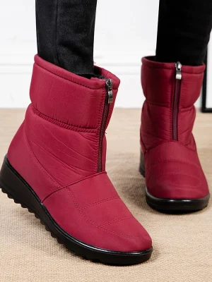 Plush Zipper Non Slip Cotton Ankle Boots