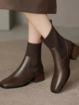 Pointed, soft, breathable Wedge Heel Boots