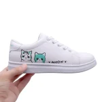 Stylish cat-themed sneakers, white, comfy, lace-up - Image 2