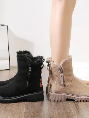 Eco-Friendly Plush Zipper Platform Snow Boots